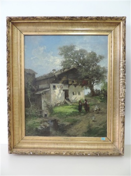 Bauernhof Oil Painting - Friedrich Fritz Zeller