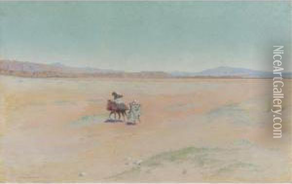 Desert Travellers, Biskra Oil Painting - Charles James Theriat