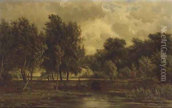 A polder landscape near Gouda Oil Painting - Jan Willem Van Borselen