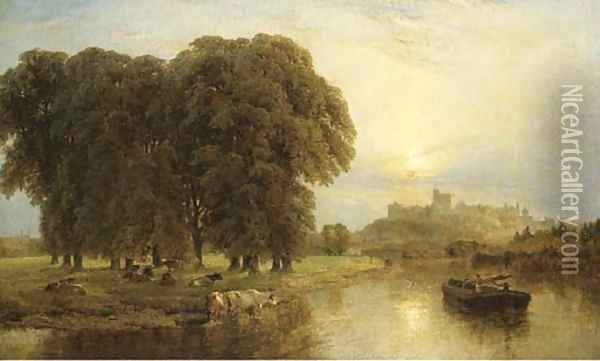 Windsor Castle, Sunrise Oil Painting - Henry Thomas Dawson
