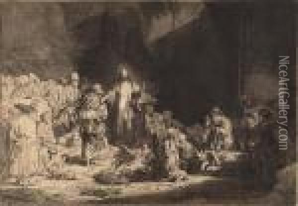 Christ Preaching (the Hundred Guilder Print) Oil Painting - Rembrandt Van Rijn