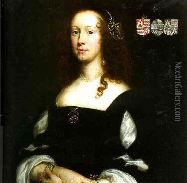 Portrait Of Anna Reesen, Born Van Der Stringe Oil Painting - Cornelis Jonson Van Ceulen
