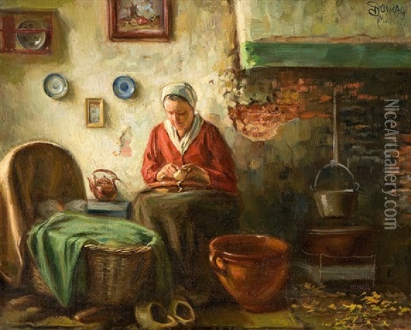 Taglich Brot Oil Painting - Julius Schrag