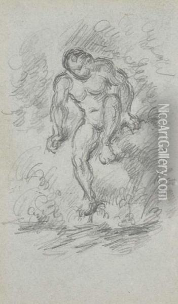 Baigneur Descendant Dans L'eau Oil Painting - Paul Cezanne