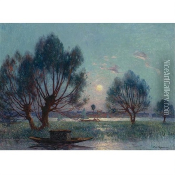 Clair De Lune Au Bord De La Loire Oil Painting - Ferdinand du Puigaudeau