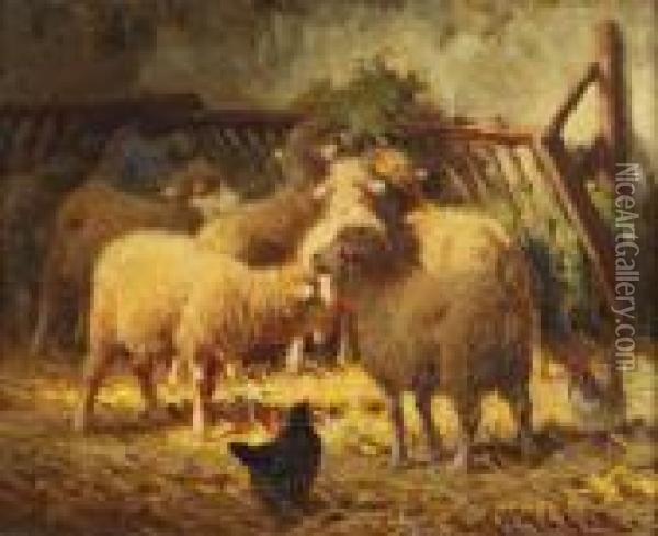 Moutons Dans La Bergerie Oil Painting - Charles Clair