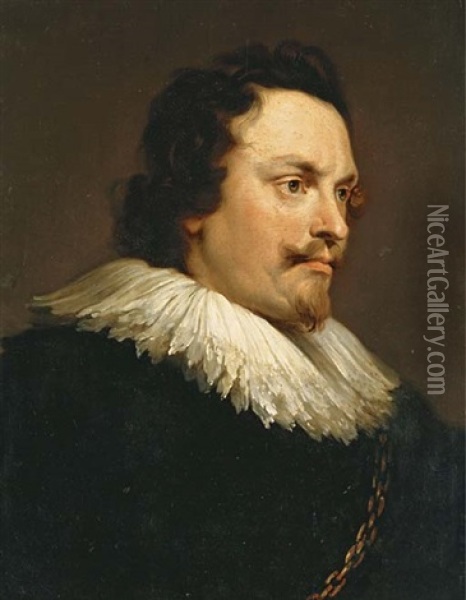 Portrait Of A Gentleman In Black Robes And White Collar Oil Painting - Pieter Thys