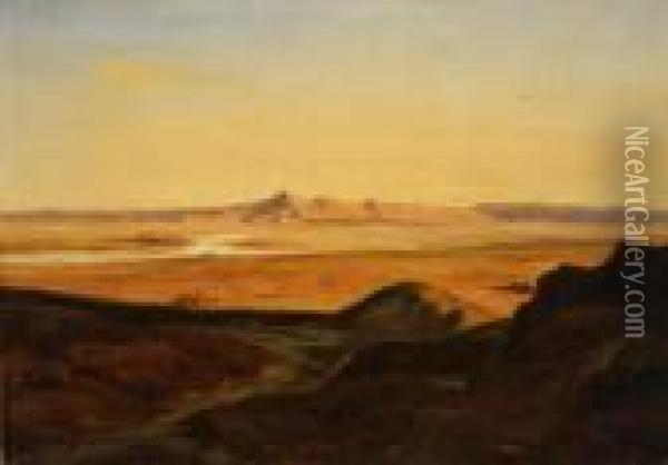 North African Landscape With Roman Ruins Oil Painting - Alexandre Gabriel Decamps