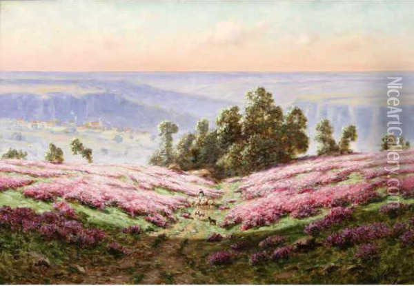 Les Bruyeres, Vallee De La Creuse Oil Painting - Adrien Schulz
