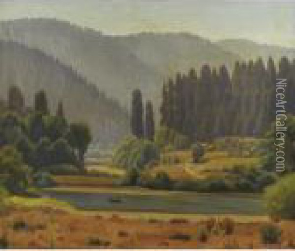 Klamath River Oil Painting - Edward Bruce