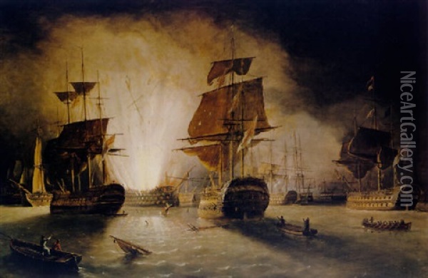Battle Of The Nile Oil Painting - Richard Brydges Beechey