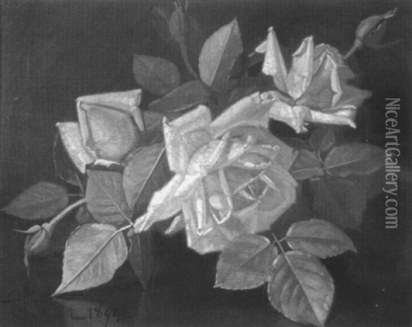 Pink Roses Oil Painting - Edward Chalmers Leavitt