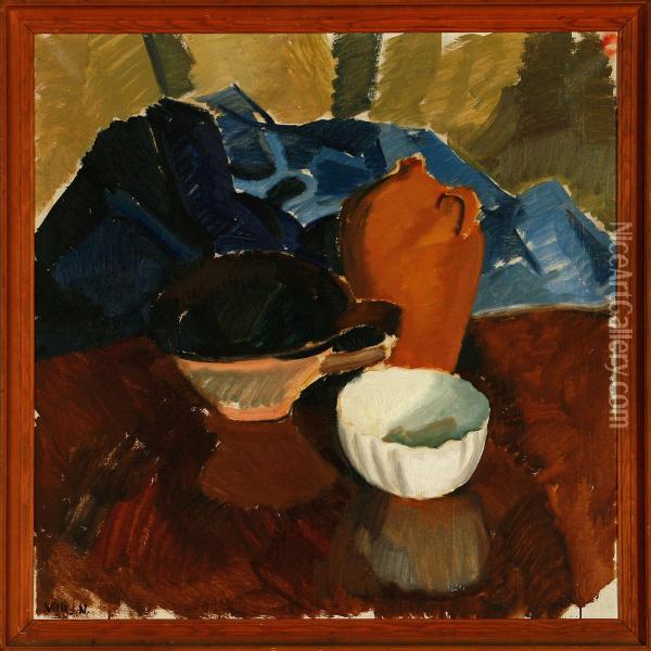 Still Life With Jug And Bowl Oil Painting - Ville Jais-Nielsen