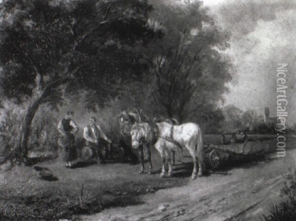 Landschaft Mit Pferd Vor Dem Pflug Oil Painting - Ludwig Mueller-Cornelius