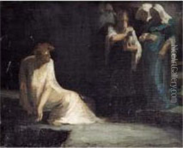 L'ange Et Les Saintes Femmes Au Tombeau Oil Painting - Pascal-Adolphe-Jean Dagnan-Bouveret