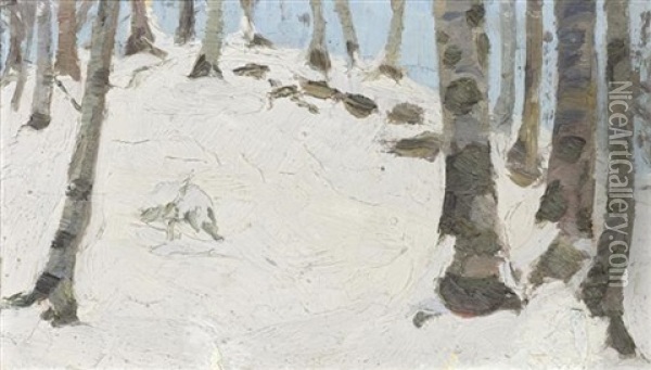 Sonne Im Winterwald Oil Painting - Franz Jakob Elmiger