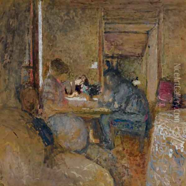 La partie de dames à Amfreville Oil Painting - Jean-Edouard Vuillard