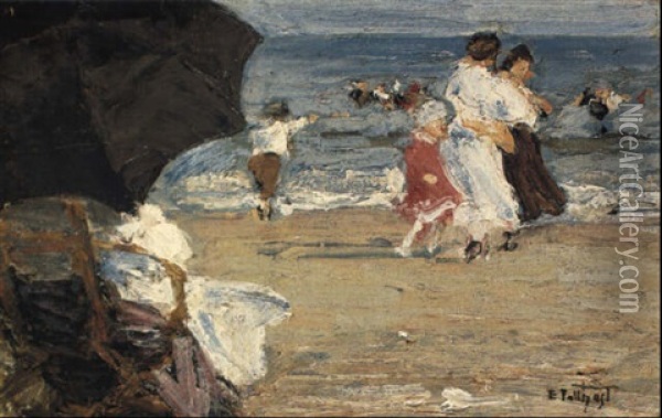 The Beach Umbrella Oil Painting - Edward Henry Potthast