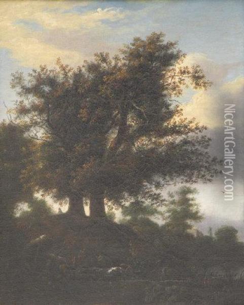 A Traveller In A Wooded Landscape Oil Painting - Jan van Kessel