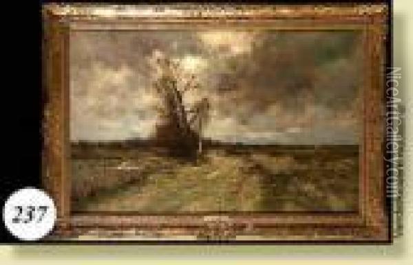 Berger Et Ses Moutons Sous Un Ciel D'orage Oil Painting - Frans Courtens