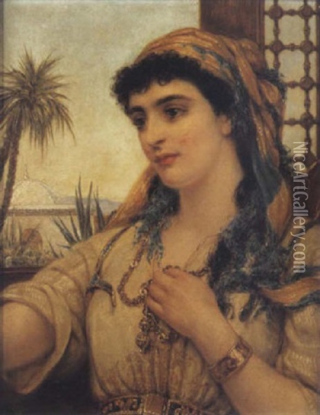 An Oriental Beauty Oil Painting - William Gale
