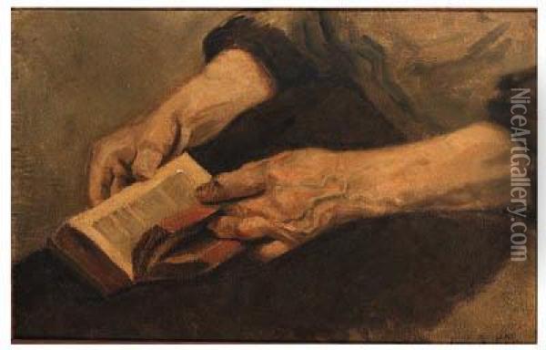 Hands Holding A Book- A Study Oil Painting - Piet Meiners