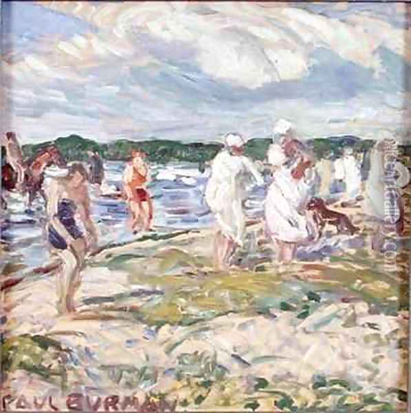 Swimmers on the Beach at Pelgurand Oil Painting - Paul Burman