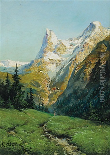 Paesaggio Di Montagna Oil Painting - Giuseppe Falchetti