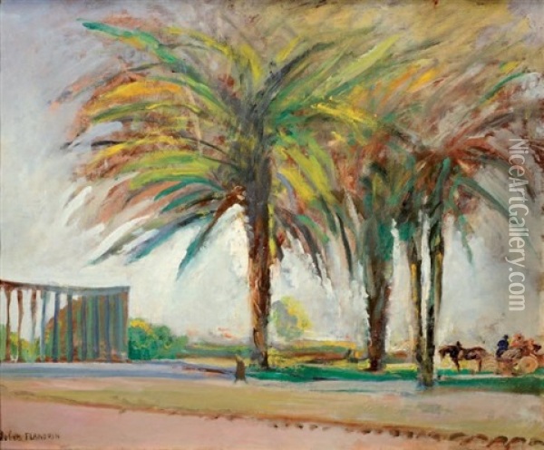 Promenade Sous Les Palmiers Oil Painting - Jules Leon Flandrin