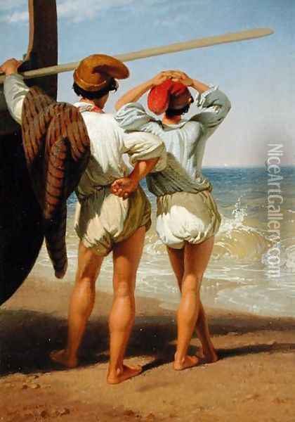 Fisher Boys Oil Painting - Penry Williams