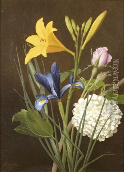 Etude De Fleurs (study) Oil Painting - Jean-Pierre-Frederic Barrois