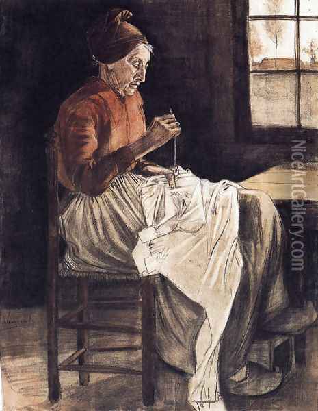 Woman Sewing 2 Oil Painting - Vincent Van Gogh