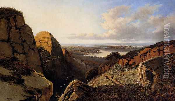 A Valley View Oil Painting - Edmund John Niemann, Snr.