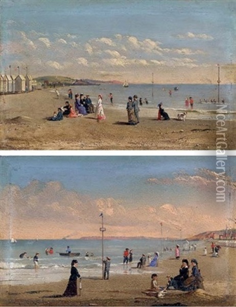 The Beach At Normandy (+ The Beach At Trouville; 2 Works) Oil Painting - Conrad Wise Chapman