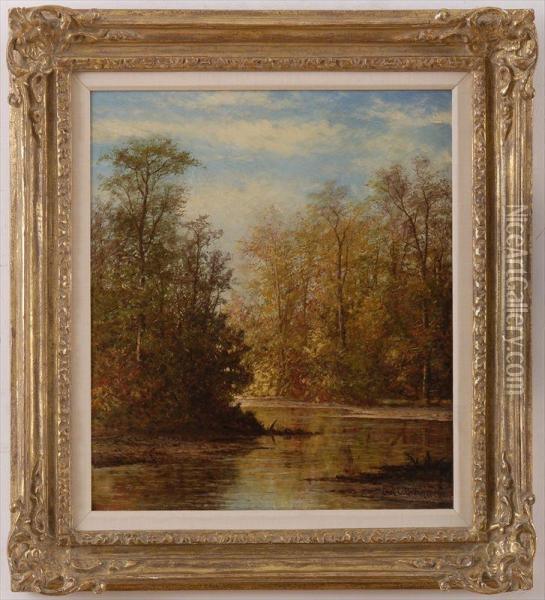 Autumn Landscape With Stream Oil Painting - Carl Christian Brenner