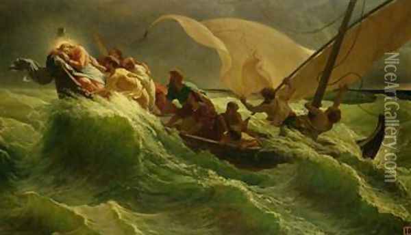 Christ Asleep in his Boat Oil Painting - Jules Joseph Meynier