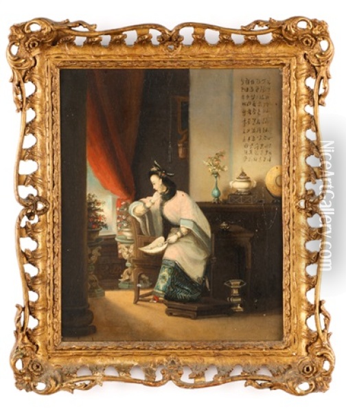 Seated Girl Oil Painting -  Lam Qua