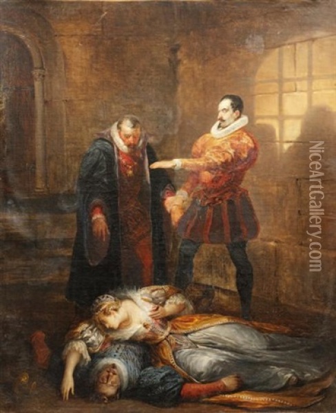 L'assassinat Oil Painting - Marie-Philippe Coupin de la Couperie