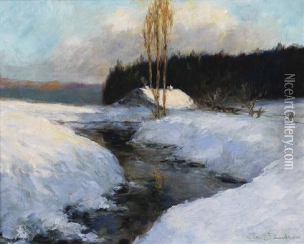 Winter River Scene Oil Painting - Charles Walter Simpson