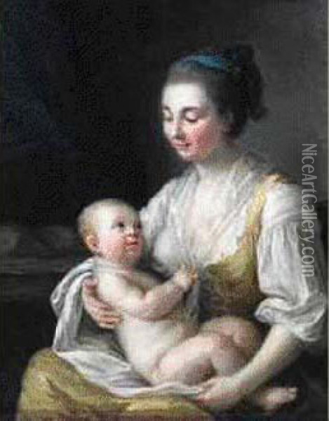 Femme Allaitant Son Enfant Oil Painting - Jean Baptiste Greuze