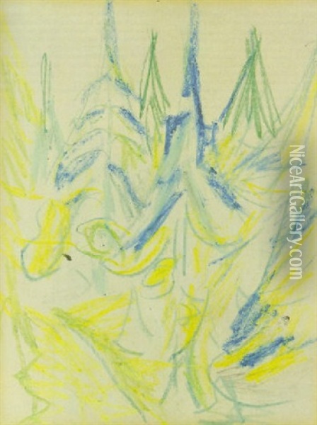 Tannen Oil Painting - Ernst Ludwig Kirchner