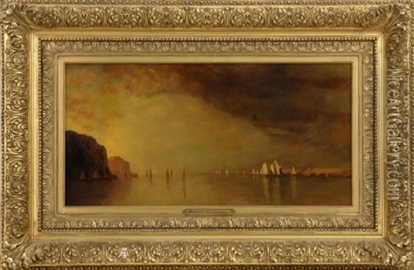 Sunset On The Hudson Oil Painting - Samuel Colman