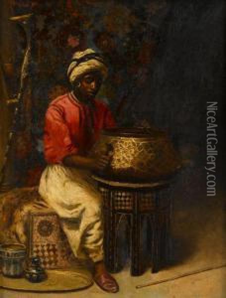 Arab Hammering Copper Pot Oil Painting - Francesco Saverio Torcia