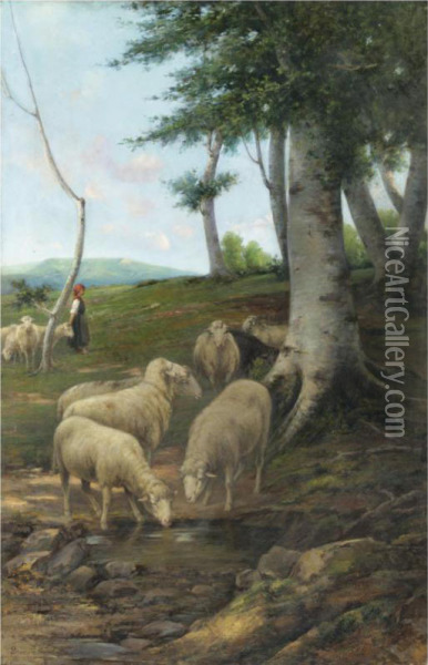 Abbeverata Presso La Sorgente Dei Lamoni Oil Painting - Stefano Bruzzi