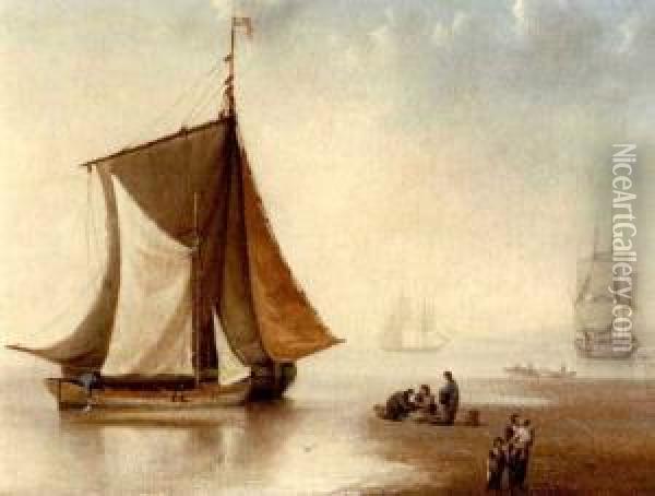 Unloading The Catch Oil Painting - William Anderson