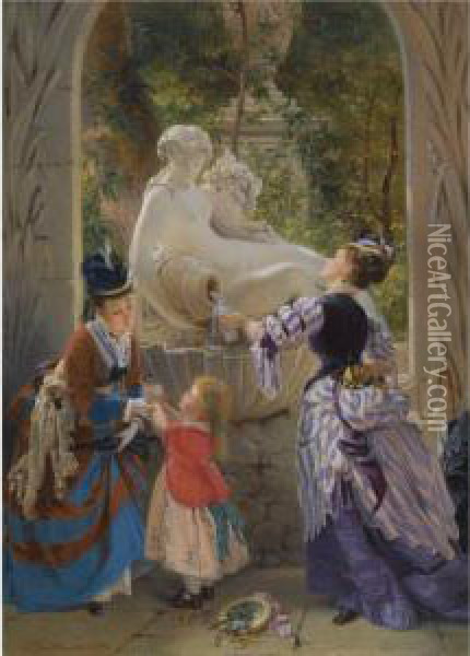 A La Fontaine Oil Painting - Charles Edouard Boutibonne
