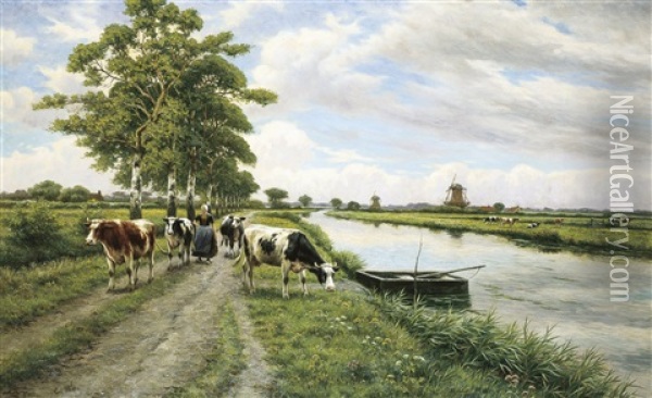 Vachere Le Long Du Fleuve Oil Painting - Henri Houben