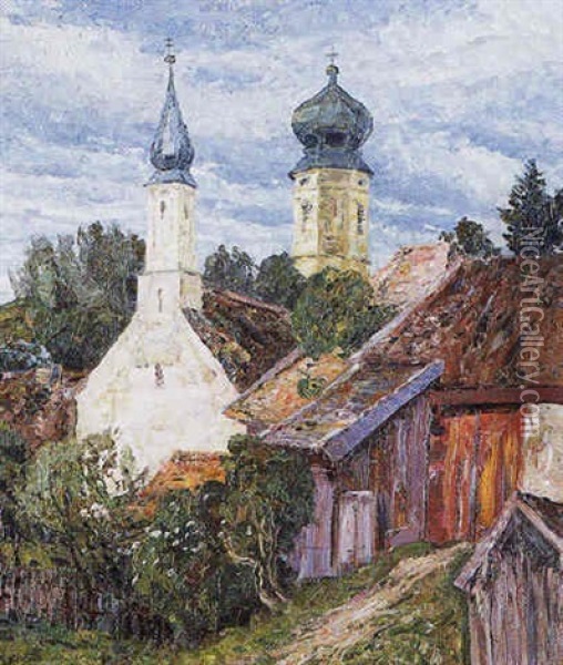 Anischt Von Bernried An Einem Starnberger See Oil Painting - Hugo (Emil Albert Hugo) Kreyssig