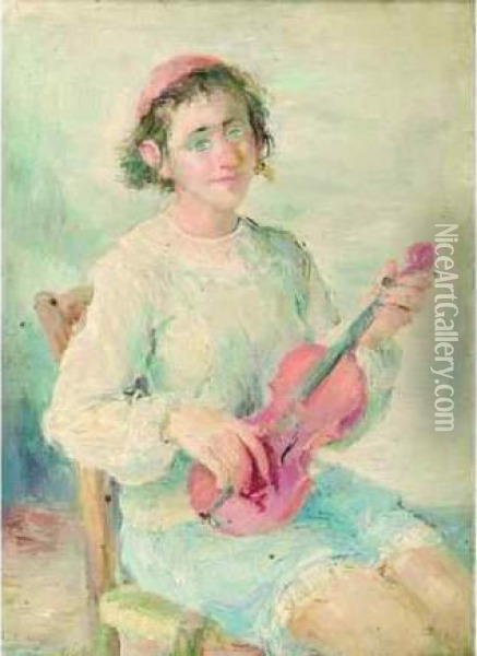 Jacob . Jeune Violoniste. 1928 Oil Painting - Jacob, Jacques Balgley