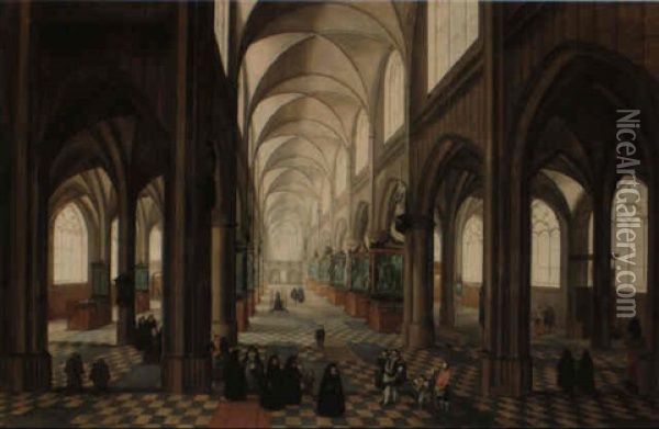 The Interior Of A Gothic Cathedral Oil Painting - Peeter Neeffs the Elder